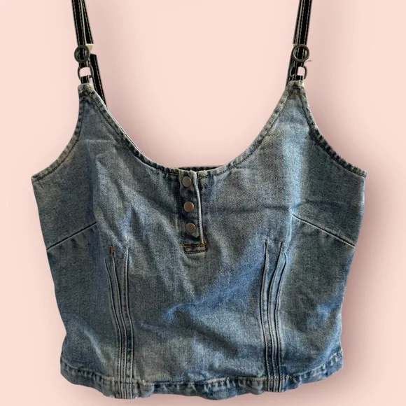 NWT Deadstock Y2K Denim Corset Tank Newport News Jeanology - Picture 1 of 6